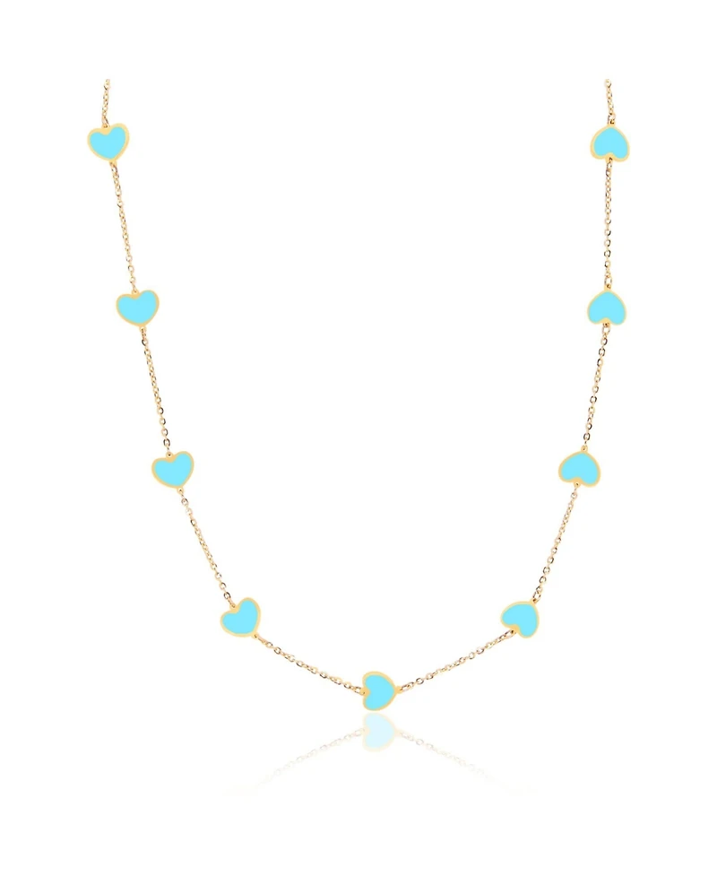 The Lovery Turquoise Heart Station Necklace 14K Gold