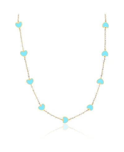 The Lovery Turquoise Heart Station Necklace 14K Gold