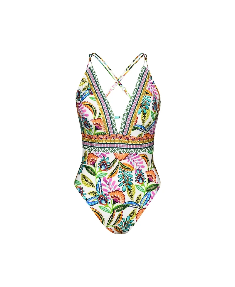 Sunshine 79 Women's One Piece Swimsuit Jungle Jive V Plunge