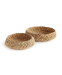 27" Abaca French Braided Handcrafted Decorative Baskets Set of 2