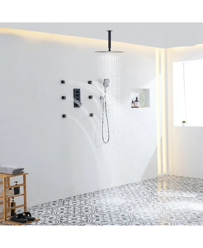 French Vernet Thermostatic Shower System - 3-Function Handheld Shower with Child Safety Lock