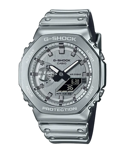 G-Shock Men's Silver-Tone Silicone Watch, 44.4mm
