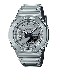G-Shock Men's Silver-Tone Silicone Watch, 44.4mm