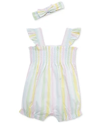 Little Me Baby Girls 2-Pc. Candy Stripe Bubble Romper & Headband Set