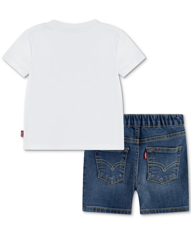 Levi's Baby Graphic T-Shirt & Denim Shorts, 2 Piece Set