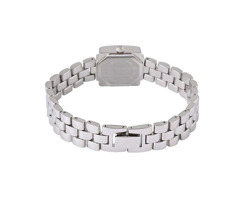 Peugeot Womens 20mm Silver-Tone Square Case Watch-Midnight Black Dial