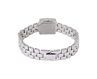 Peugeot Womens 20mm Silver-Tone Square Case Watch-Midnight Black Dial