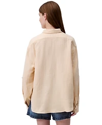 Calvin Klein Jeans Women's Double Gauze Roll-Tab-Sleeve Button-Down Shirt