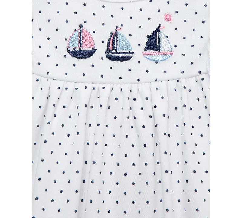 Little Me Baby Girls Cotton Sailboats Rompers, 2 Pack