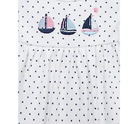 Little Me Baby Girls Cotton Sailboats Rompers, 2 Pack
