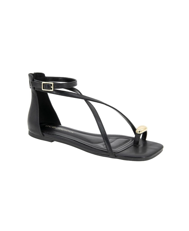 BCBGeneration Women's Kline Crisscross Toe Ring Flat Sandals