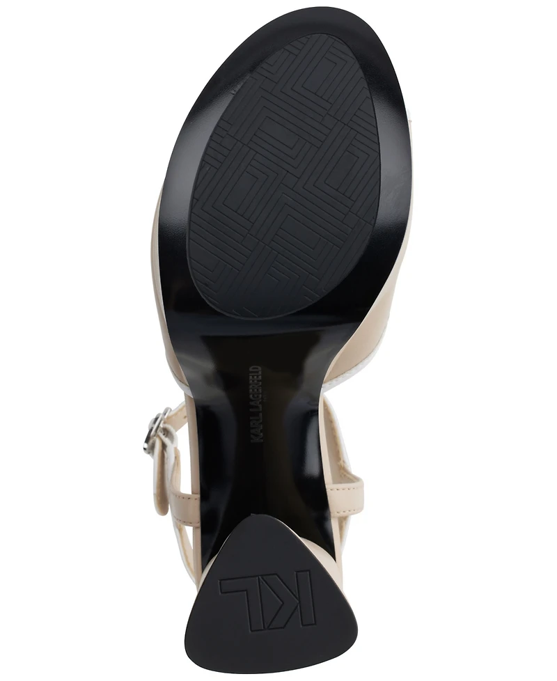 Karl Lagerfeld Paris Women's Hallet Platform Ankle Strap Dress Sandals