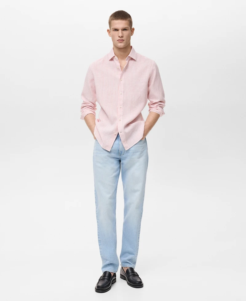 Mango Men's Slim-Fit Striped Linen Shirt
