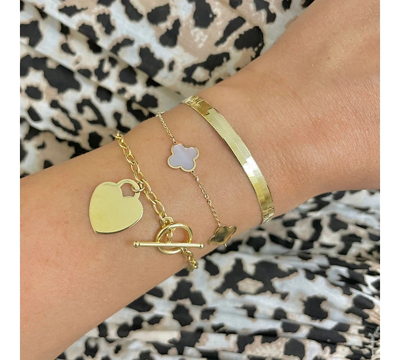 The Lovery Gold Heart Toggle Bracelet 14K Yellow Gold