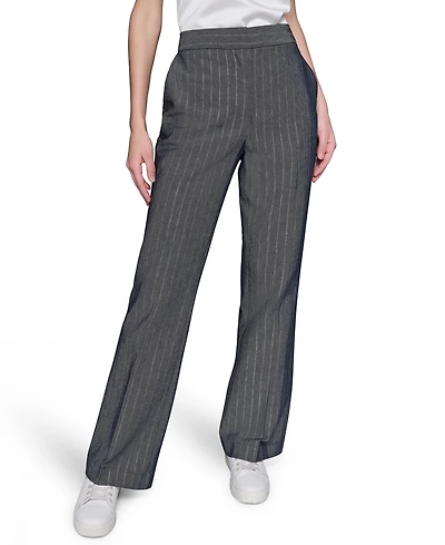 Karl Lagerfeld Paris Women's Pinstriped Flare-Leg Pants