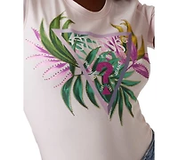 Guess Women's Embellished Graphic Print Short-Sleeve T-Shirt