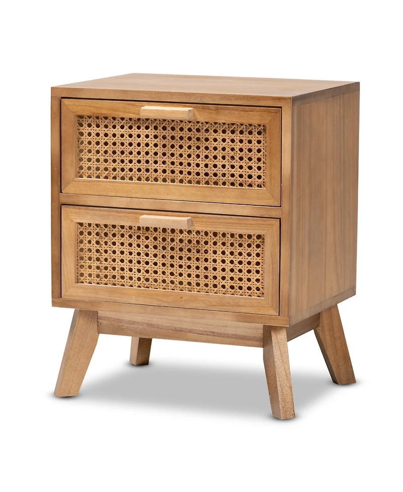 Baxton Studio 15.7" Finished Wood Baden Mid-Century Modern 2-Drawer End Table