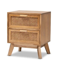 Baxton Studio 15.7" Finished Wood Baden Mid-Century Modern 2-Drawer End Table