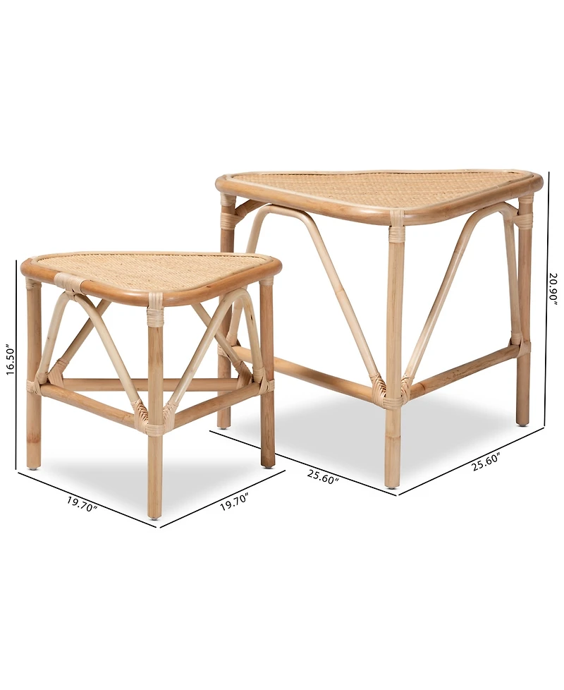 bali & pari 2-Pc. Finished Rattan Jayden Modern Bohemian End Table Set