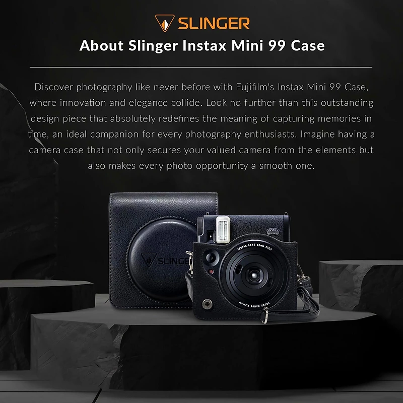 Fujifilm Instax Mini 99 Instant Film Camera, Matte Black, Bundle with 2x Instant Daylight Film, Photo Album and Protective Case