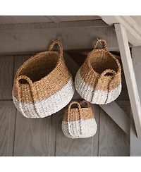 Seagrass Round Baskets With Handles, Set Of 3