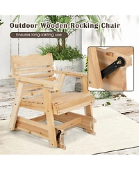2 Pcs Patio Outdoor Wood Slat Rocking Chair Porch Rocker Curved Seat 330 Lbs