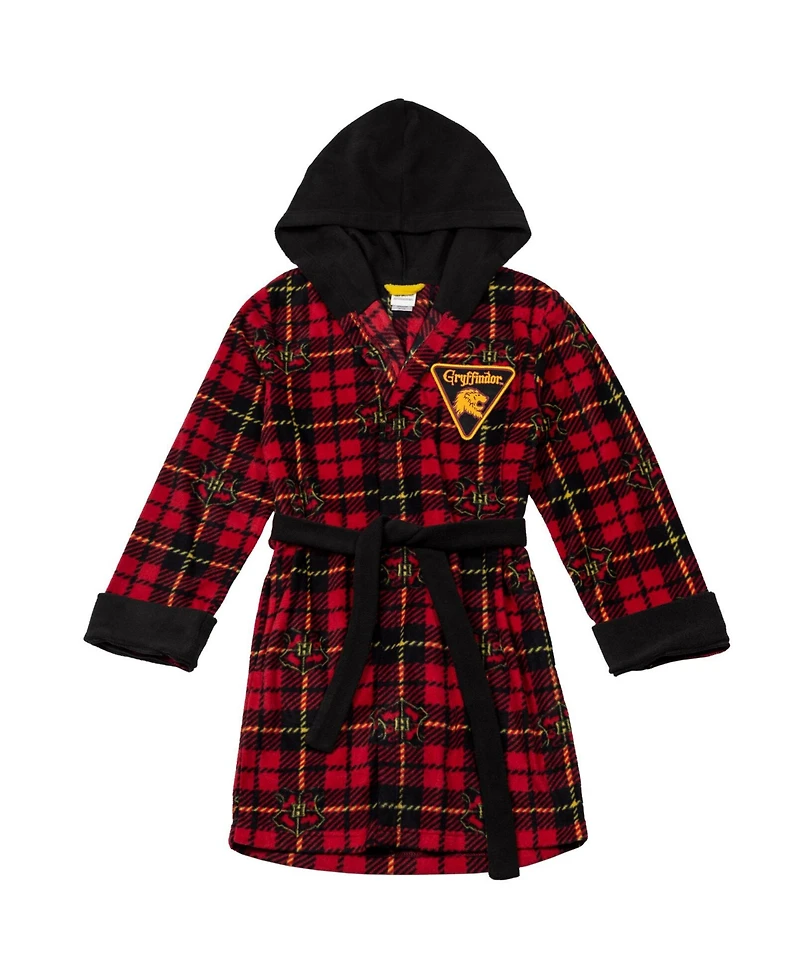 Harry Potter Boys Gryffindor Hufflepuff Ravenclaw Slytherin Fleece Long Sleeve Pajama Sleep Robe