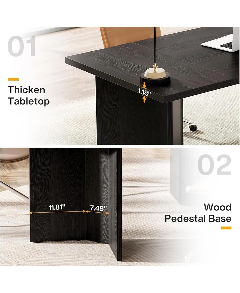 Tribesigns 63-Inch Executive Desk, Modern Office Computer Desk with Double Pedestal, Simple Workstations Writing Table Conference Table Business Furni