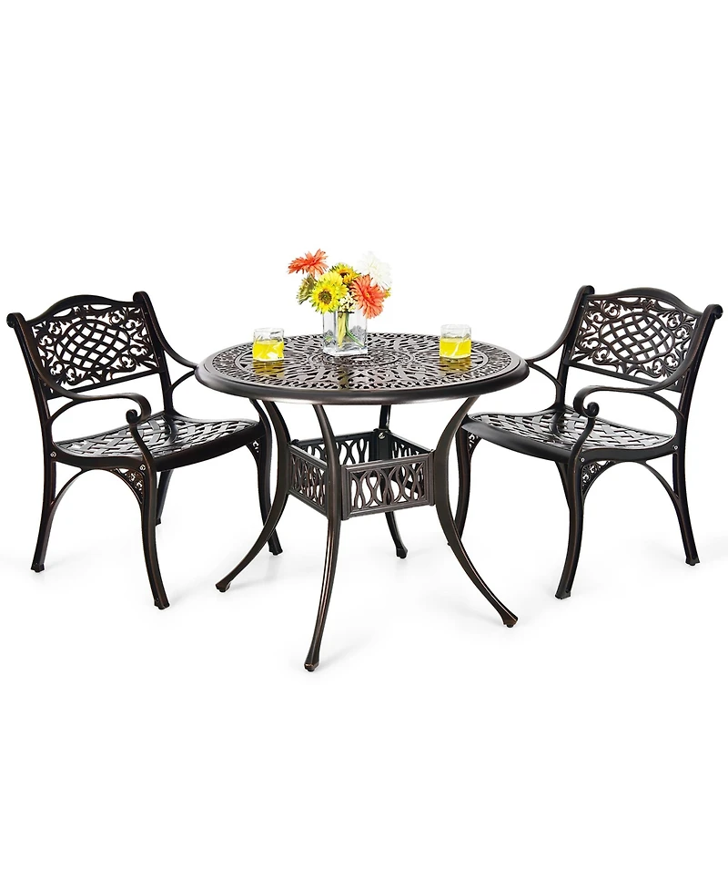 4PCS Patio Dining Bistro Chair All Weather Cast Aluminum Armrest Garden