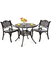 4PCS Patio Dining Bistro Chair All Weather Cast Aluminum Armrest Garden