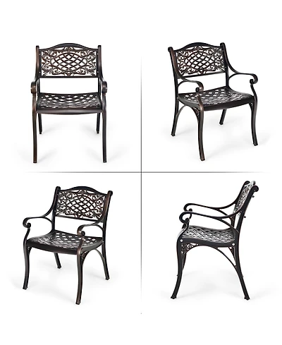4PCS Patio Dining Bistro Chair All Weather Cast Aluminum Armrest Garden