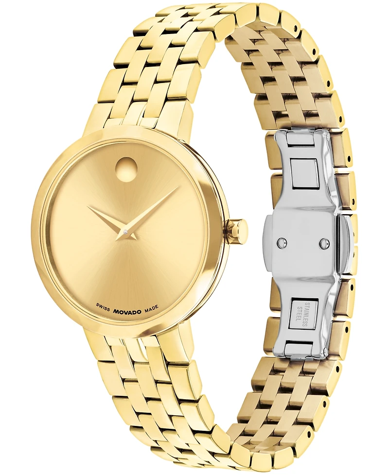 Movado Women's Museum Classic Swiss Quartz Light Yellow Pvd Watch, 29.5mm