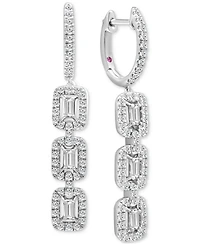 Diamond Link Drop Hoop Earrings (3/4 ct. t.w.) in 14k White Gold