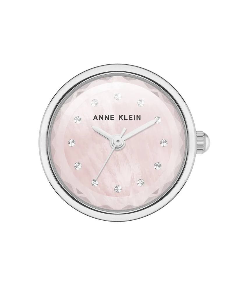 Anne Klein Women's Quartz Pink and Silver-Tone Metal Alloy Ring Watch, 20mm