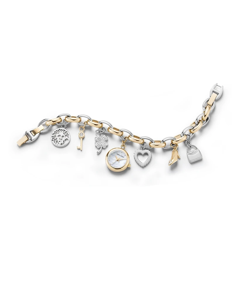 Anne Klein Women's Quartz Two-Tone Metal Alloy Crystal Accented Charm Bracelet Watch, 20mm