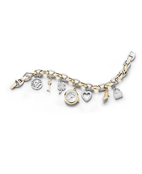Anne Klein Women's Quartz Two-Tone Metal Alloy Crystal Accented Charm Bracelet Watch, 20mm