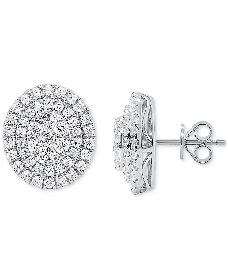Forever Grown Diamonds Lab Grown Diamond Double Halo Cluster Stud Earrings (2 ct. t.w.) in Sterling Silver or 14k Gold-Plated Sterling Silver
