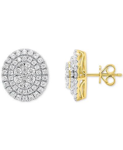 Forever Grown Diamonds Lab Diamond Double Halo Cluster Stud Earrings (2 ct. t.w.) Sterling Silver or 14k Gold-Plated