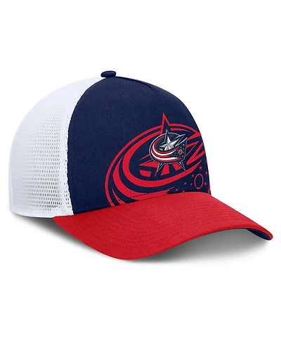 Fanatics Men's Navy/Red Columbus Blue Jackets Authentic Pro A-Frame Rink Adjustable Hat