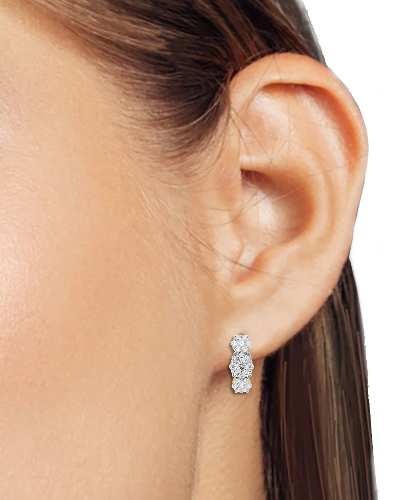 Forever Grown Diamonds Lab Grown Diamond Triple Cluster Statement Earrings (2 ct. t.w.) in Sterling Silver or 14k Gold-Plated Sterling Silver