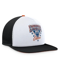 Fanatics Men's White/Black Edmonton Oilers Decades Collection Foam Front Snapback Hat