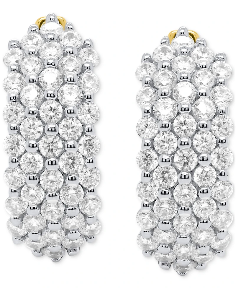 Forever Grown Diamonds Lab Diamond Cluster Small Hoop Earrings (2 ct. t.w.) Sterling Silver or 14k Gold-Plated