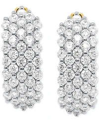 Forever Grown Diamonds Lab Diamond Cluster Small Hoop Earrings (2 ct. t.w.) Sterling Silver or 14k Gold-Plated