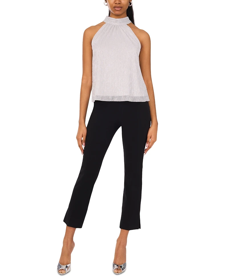 Msk Petite Metallic Jersey Back-Tie Halter Top