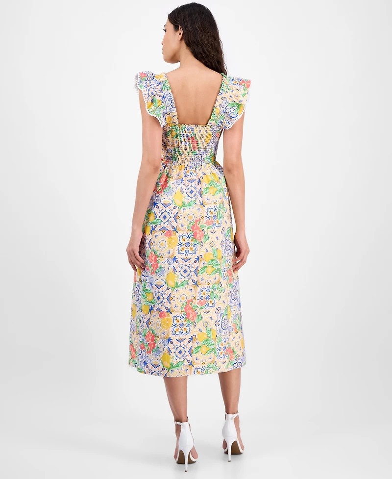 Anne Klein Women's Printed Cotton Sleeveless Midi Dress