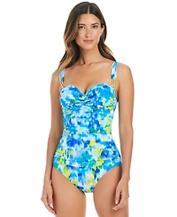 Bleu by Rod Beattie Women's Life's A Beach Shirred Underwire One-Piece Swimsuit