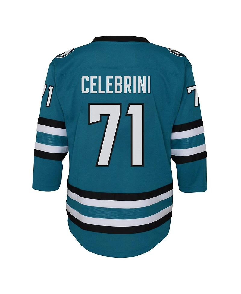 Outerstuff Big Boys and Girls Macklin Celebrini Teal San Jose Sharks Alternate Replica Player Jersey