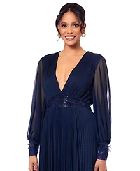 Betsy & Adam Women's Long Mesh Sequin-Waist Dress
