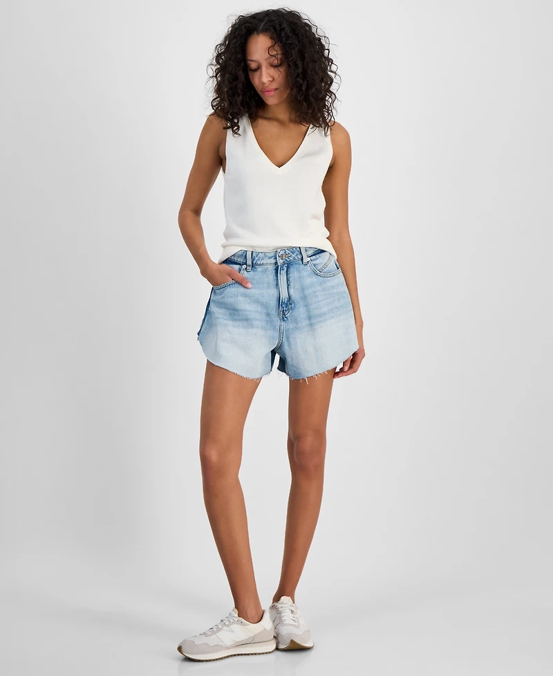 Boss Orange Women's Raw Shaped-Hem Denim Shorts