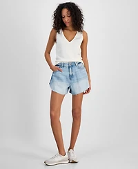 Boss Orange Women's Raw Shaped-Hem Denim Shorts
